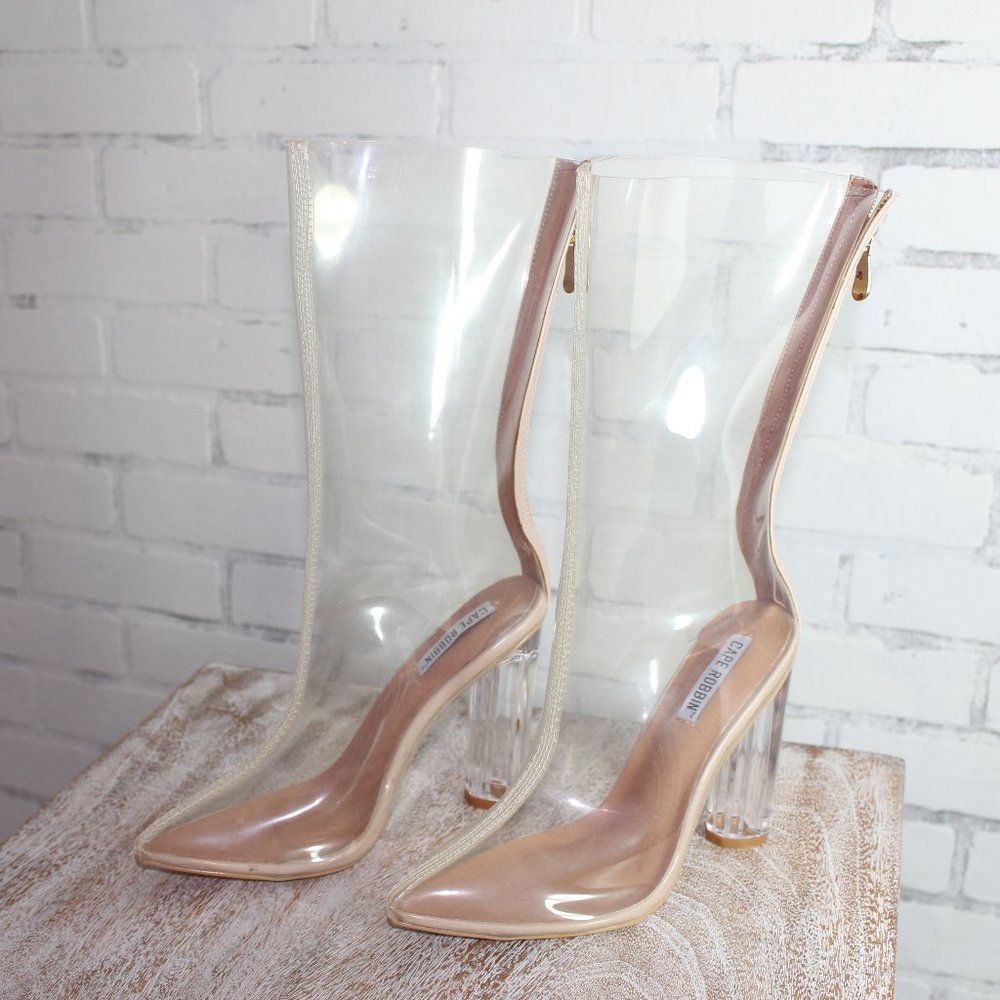 Cape Robin Translucent Lucite Block Heel Boots - image 1